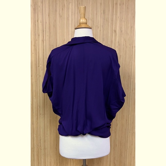 Alice + Olivia Royal Purple Grecian Style Silk Top - Picture 4 of 6